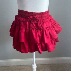Chic Red Layered Mini Skirt